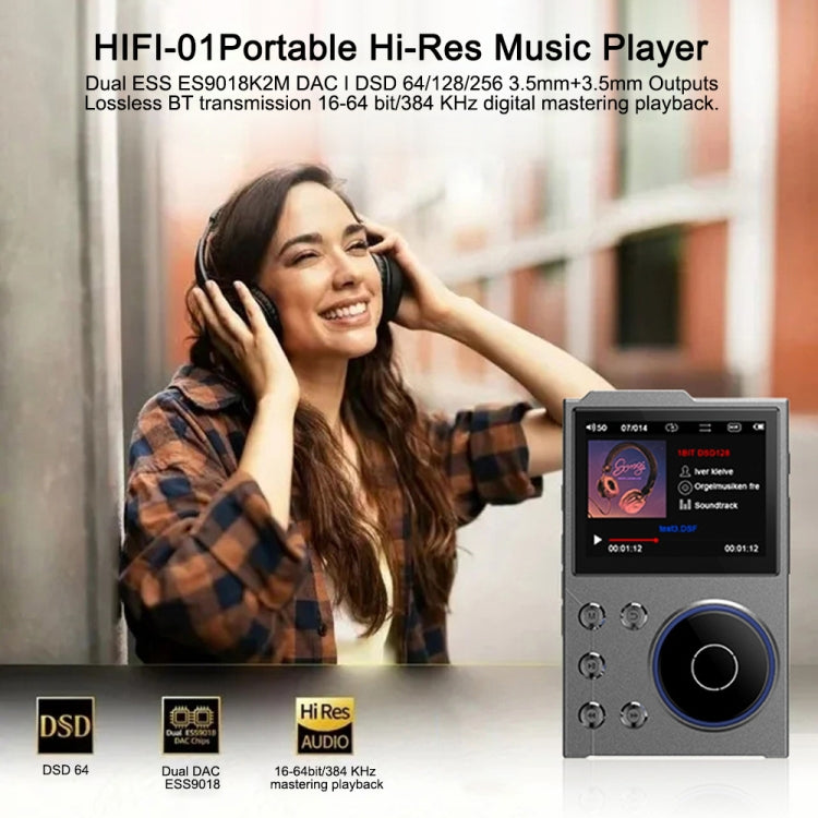 2.4 Inch HIFI Bluetooth Music Player DSD256 Mastering Sound Quality Walkman, Memory: 16GB+16GB(Black) - MP3 Player by PMC Jewellery | Online Shopping South Africa | PMC Jewellery | Buy Now Pay Later Mobicred