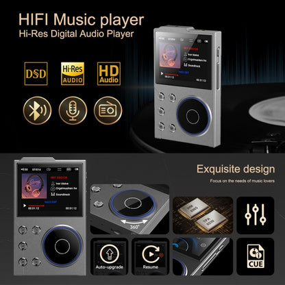 2.4 Inch HIFI Bluetooth Music Player DSD256 Mastering Sound Quality Walkman, Memory: 16GB+32GB(Black) - MP3 Player by PMC Jewellery | Online Shopping South Africa | PMC Jewellery | Buy Now Pay Later Mobicred