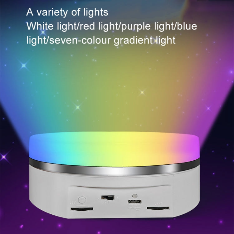 Intelligent Colourful Light Electric Speed Contro Round 360 Degree Rotating Plate Display Table, Color: White Plug-in -  by PMC TechLife | Online Shopping South Africa | PMC TechLife | Buy Now Pay Later Mobicred