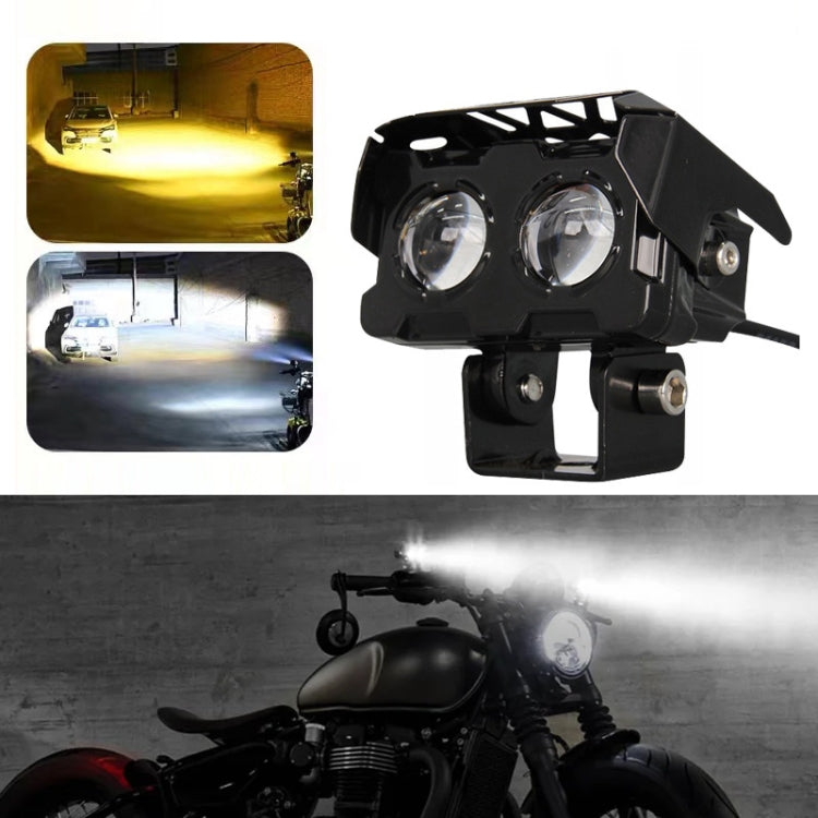 20W Motorcycle Spotlight High Bright Two Color Modified External Waterproof LED Lens Headlight(Flashing - 2 Wire) - Headlights by PMC Jewellery | Online Shopping South Africa | PMC Jewellery | Buy Now Pay Later Mobicred