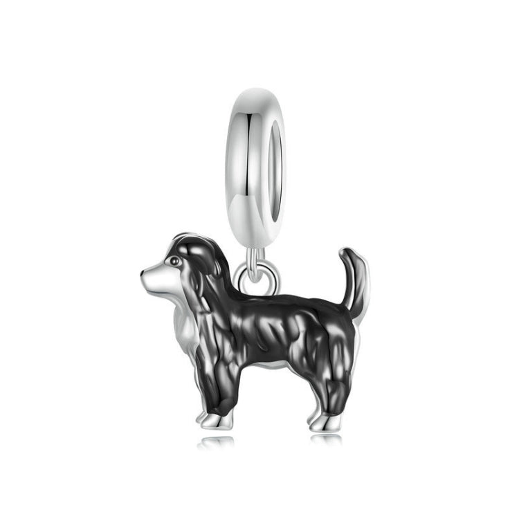 S925 Sterling Silver Gold Plated Cute Border Collie Pendant Bracelet Beads(SCC2836) - Jewelry Accessories by PMC Jewellery | Online Shopping South Africa | PMC Jewellery | Buy Now Pay Later Mobicred