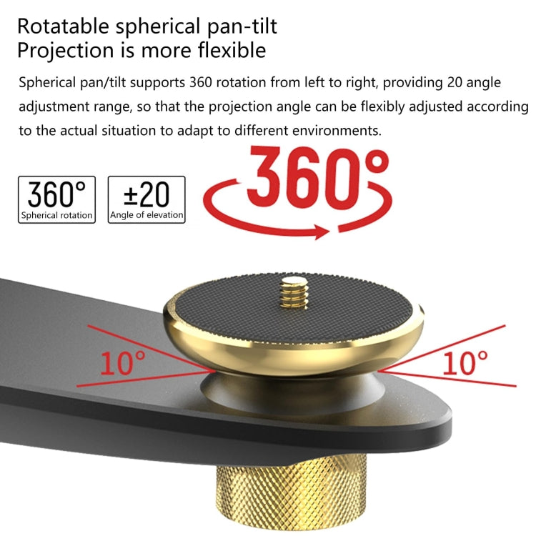 Aluminum Alloy Pan Head Adjustable Foldable Projector Wall Mount(Coffee Gold) - Other by PMC TechLife | Online Shopping South Africa | PMC TechLife | Buy Now Pay Later Mobicred