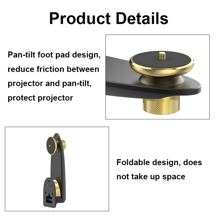 Aluminum Alloy Pan Head Adjustable Foldable Projector Wall Mount(Coffee Gold) - Other by PMC TechLife | Online Shopping South Africa | PMC TechLife | Buy Now Pay Later Mobicred