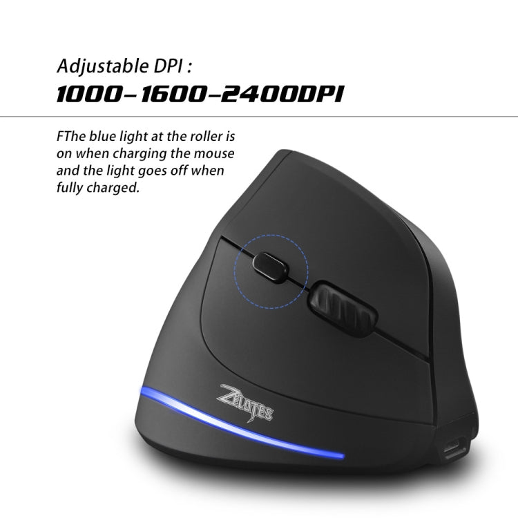 ZELOTES F35 6-buttons Vertical Grip Ergonomic Rechargeable Wireless Mouse(Blue Light) - free shipping - PMC TechLife - Order now!