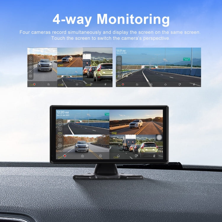 10.36-Inch Car Central Control Smart Player With 4-Way Camera 64G TF Card - Car Monitor by PMC Jewellery | Online Shopping South Africa | PMC Jewellery | Buy Now Pay Later Mobicred