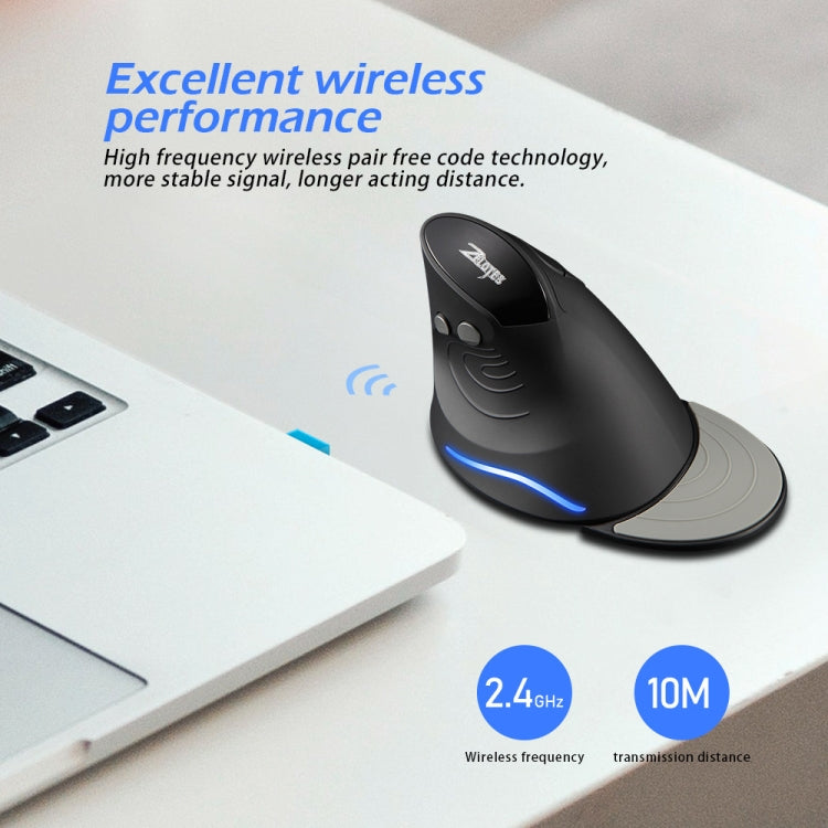 ZELOTES F17 6-buttons Vertical Grip Ergonomic Wireless Mouse(Black) - free shipping - PMC TechLife - Order now!
