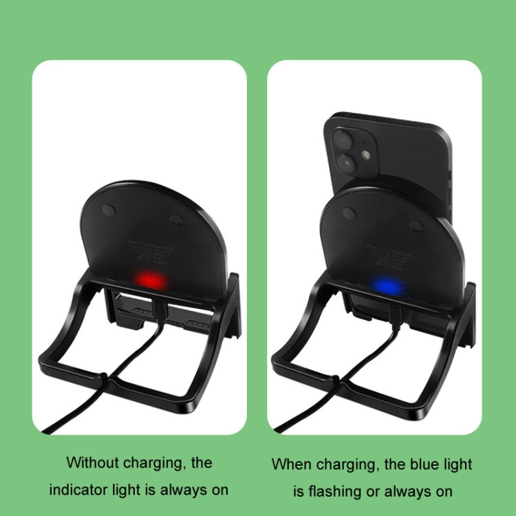 15W Desktop Vertical Cell Phone Wireless Charging Stand(Black) - Wireless Charger Holders by PMC Jewellery | Online Shopping South Africa | PMC Jewellery | Buy Now Pay Later Mobicred