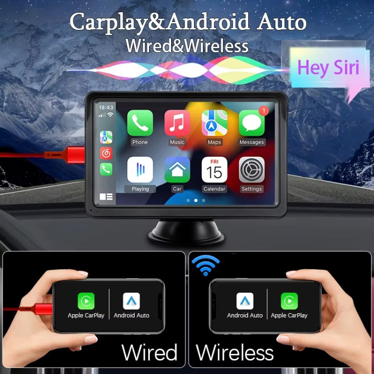 7 Inch Bluetooth 5.0 Portable CarPlay Monitor, Specifications: Display + Camera - Car MP3 & MP4 & MP5 by PMC Jewellery | Online Shopping South Africa | PMC Jewellery | Buy Now Pay Later Mobicred