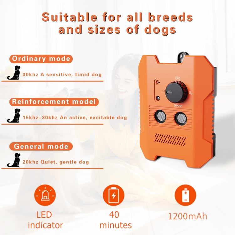 Ultrasonic Bark Stopper Anti-barking Dog Training Device With 3 Modes(Orange) - Training Aids by PMC TechLife | Online Shopping South Africa | PMC TechLife | Buy Now Pay Later Mobicred
