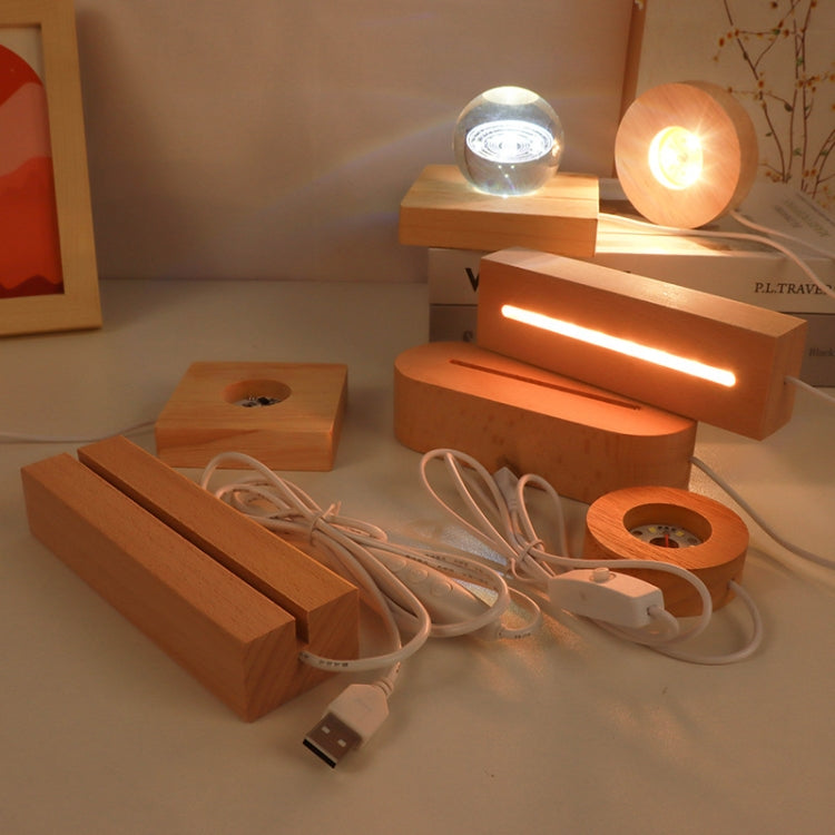LED Light Solid Wood Luminous Base for Resin Art Acrylic Glass Lights Oval  15cm(White Light) - free shipping - PMc TechLife - Order now!