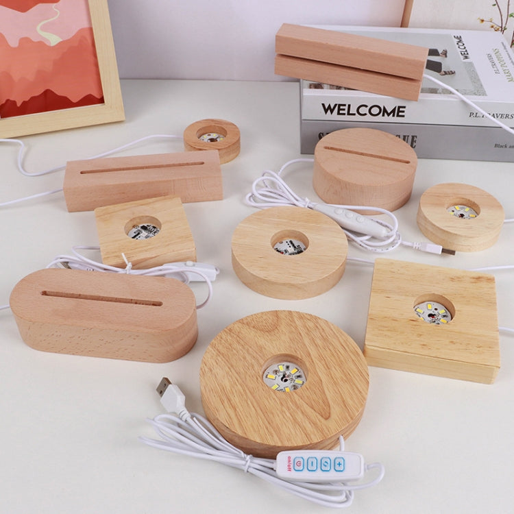 LED Light Solid Wood Luminous Base for Resin Art Acrylic Glass Lights Round 6x2cm(White Light) - free shipping - PMc TechLife - Order now!