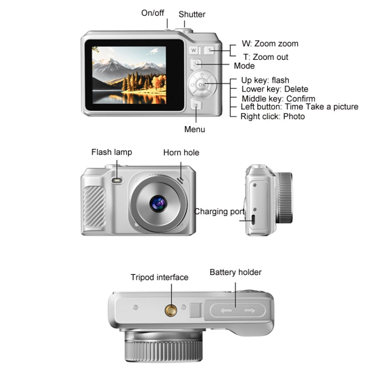 1080P HD Student Retro Digital Card Camera, Color: White - Video Cameras by PMC TechLife | Online Shopping South Africa | PMC TechLife | Buy Now Pay Later Mobicred