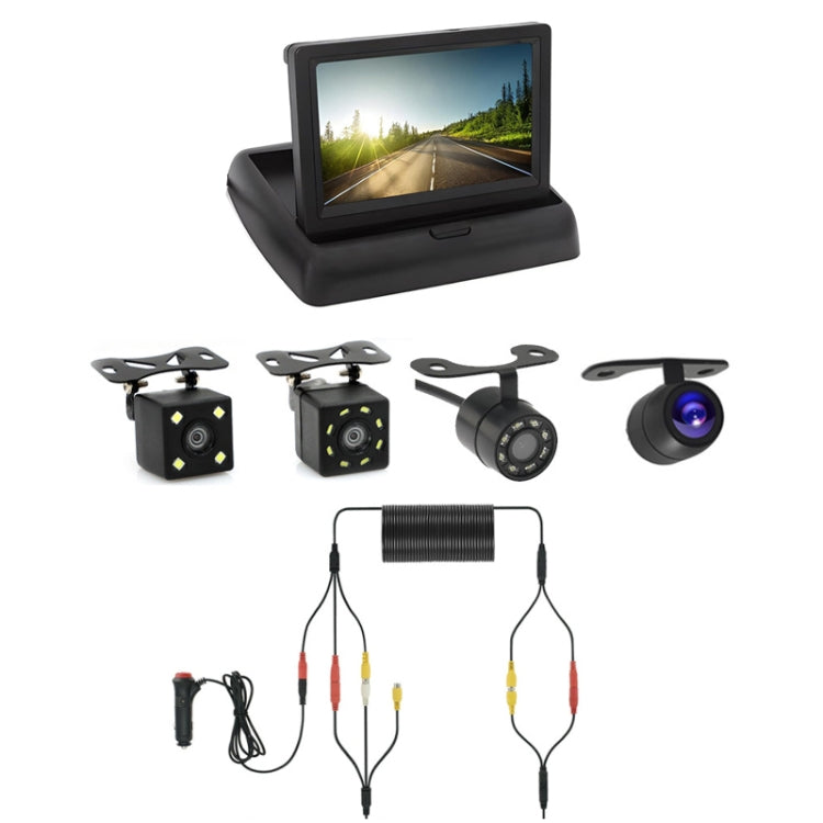4.3 Inch Display Night Vision Waterproof Reversing Camera +7 Meter Extension Cable, Color: Detachable Screen + External 4 Light Camera - free shipping - PMC TechLife - Order now!
