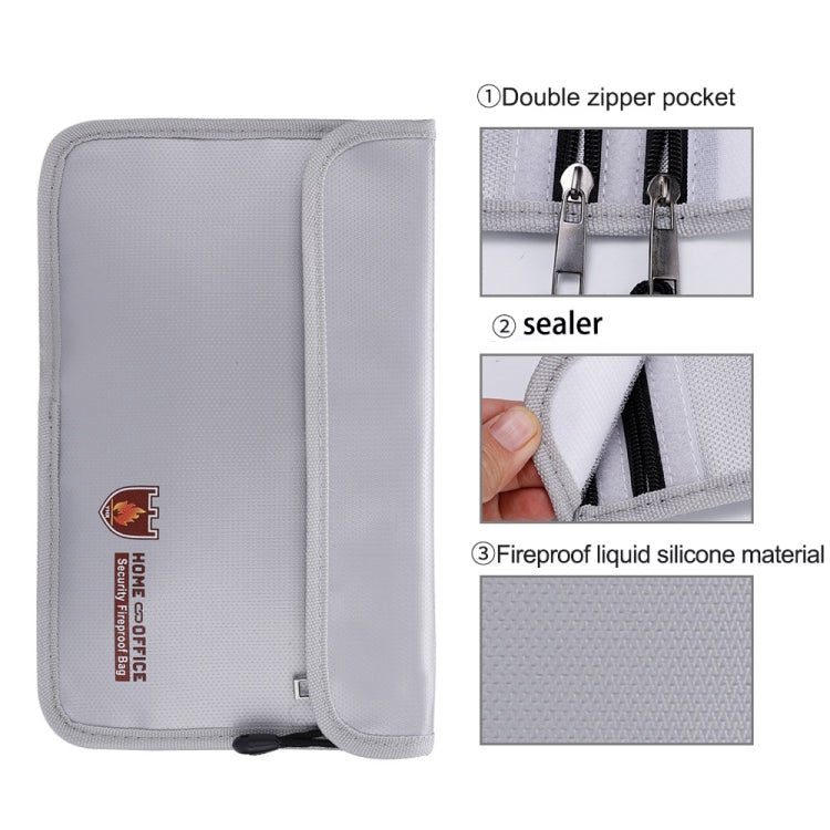 Double Zipper Pockets Fireproof Document Bag Valuables Storage Pouch 10.6x6.9 Inch - free shipping - PMc TechLife - Order now!