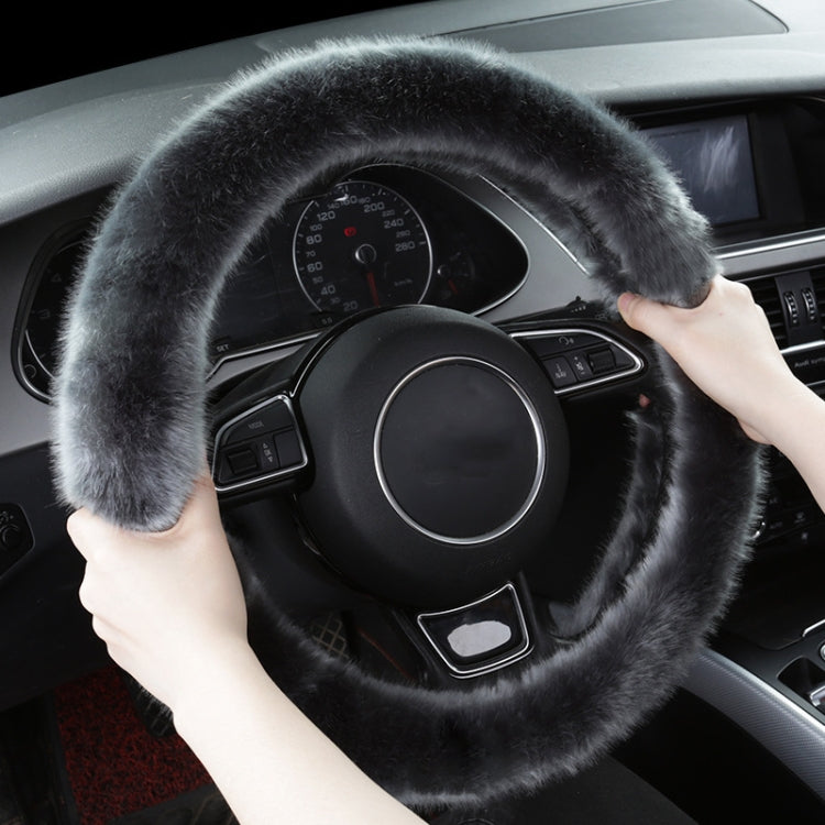38cm Car Steering Wheel Winter Warm Short Plush Cover(O-type Gray) - Steering Wheel Accessories by PMC TechLife | Online Shopping South Africa | PMC TechLife | Buy Now Pay Later Mobicred