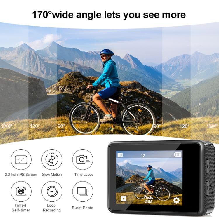 WIFI Wide-angle EIS Anti-shake Touch Color Dual-screen Remote Control Video Sports Camera(Q60TR) - free shipping - PMC TechLife - Order now!