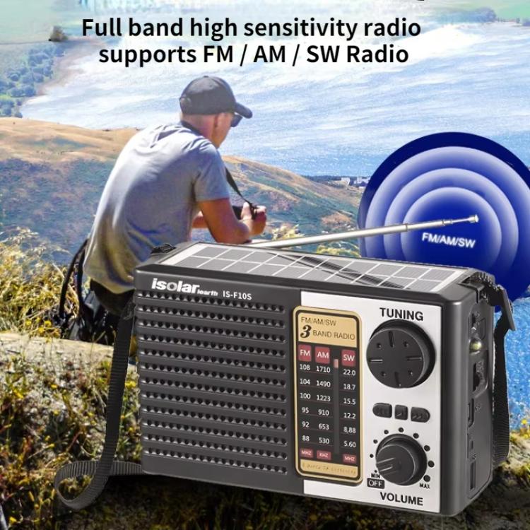 Isolariearth IS-F10S Solar Powered Full-Band FM / AM / SW Radio Bluetooth Speaker with Flashlight - Radio Player by Isolariearth | Online Shopping South Africa | PMC Jewellery | Buy Now Pay Later Mobicred