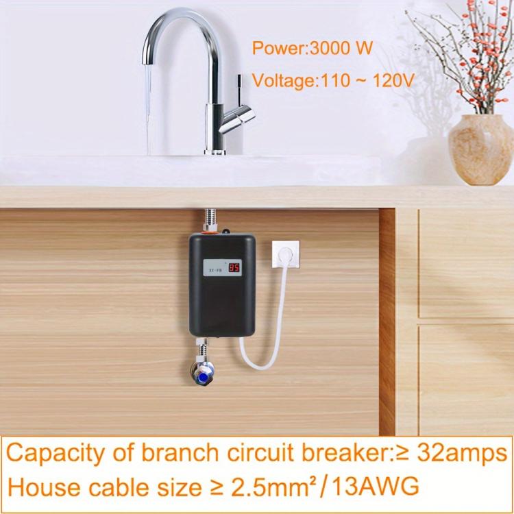 3000W Small Tankless Electric Water Heater For Kitchen Bathroom AU Plug(Black) - free shipping - PMC TechLife - Order now!