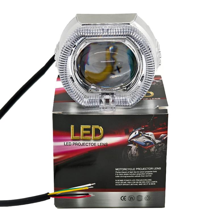 2.5 inch Motorcycle Electric Bike Car Universal Built-in LED Headlight Spot Lens Far and Near Spotlight, Style: Ice Blue Aperture+Red Devil Eye(Silver) - Headlights by PMC Jewellery | Online Shopping South Africa | PMC Jewellery | Buy Now Pay Later Mobicred