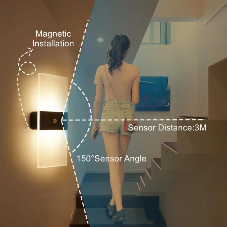 Magnetic Acrylic Smart Induction Night Light Rechargeable Wall Lamp Bedroom Bedside Lamp White Arc White Light - Wall Lamps by PMc TechLife | Online Shopping South Africa | PMc TechLife | Buy Now Pay Later Mobicred