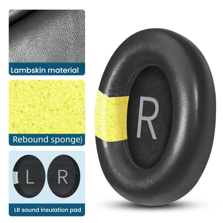 For Bose NC700 Headset 1pair Lambskin Earpads Sponge Cover Earmuffs(Black) - Earmuff & Pad by PMc TechLife | Online Shopping South Africa | PMc TechLife | Buy Now Pay Later Mobicred