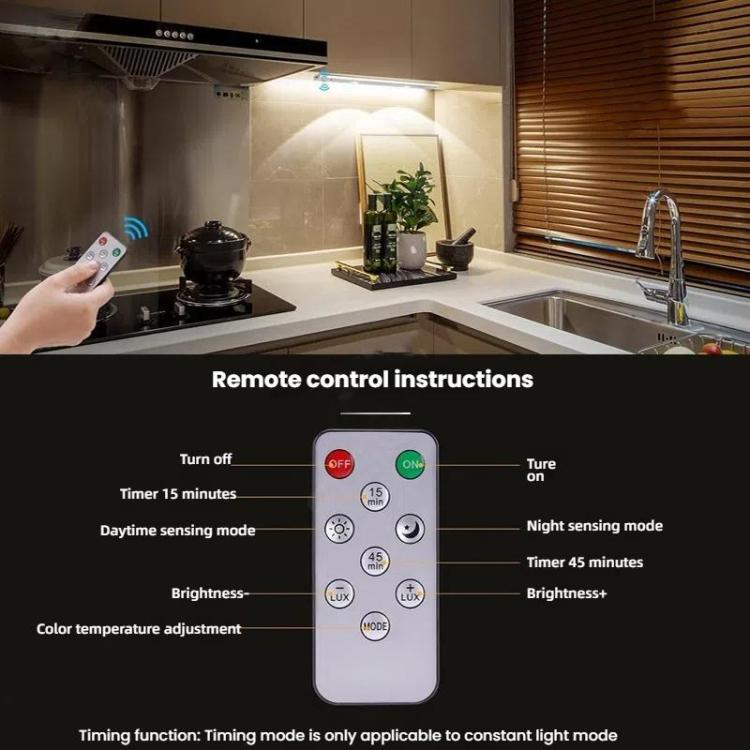 80cm Rechargeable Motion Sensor Light Bar Cabinet Wardrobe Lamp With Remote Control(Black) - Sensor LED Lights by PMc TechLife | Online Shopping South Africa | PMc TechLife | Buy Now Pay Later Mobicred