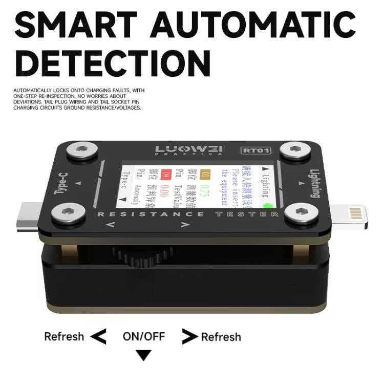 LUOWEI RT01 Type-C To 8 Pin Detachable Cell Phone Rear Plug Auto Tester - free shipping - PMC TechLife - Order now!