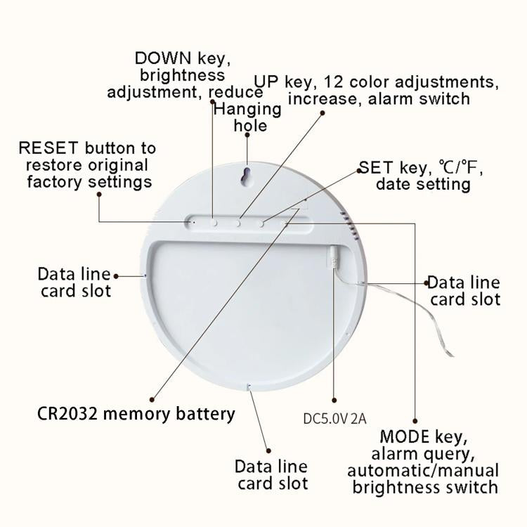 Wifi App Control LED Digital Wall Clock With RGB Light Multi-Functional Alarm Clock(White Shell Black Surface) - Wall Clock by PMc TechLife | Online Shopping South Africa | PMc TechLife | Buy Now Pay Later Mobicred