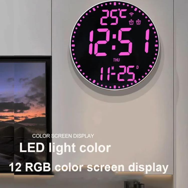 Wifi App Control LED Digital Wall Clock With RGB Light Multi-Functional Alarm Clock(White Shell Black Surface) - Wall Clock by PMc TechLife | Online Shopping South Africa | PMc TechLife | Buy Now Pay Later Mobicred