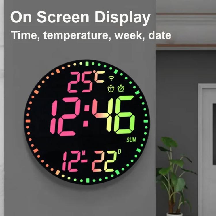 Wifi App Control LED Digital Wall Clock With RGB Light Multi-Functional Alarm Clock(Black Shell Colth Surface) - Wall Clock by PMc TechLife | Online Shopping South Africa | PMc TechLife | Buy Now Pay Later Mobicred