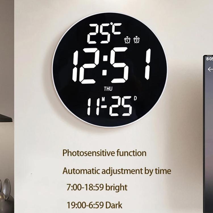 11.6-Inch White Light Wall Clock With Remote Control Multi-Functional Alarm Clock White+Black - Wall Clock by PMc TechLife | Online Shopping South Africa | PMc TechLife | Buy Now Pay Later Mobicred
