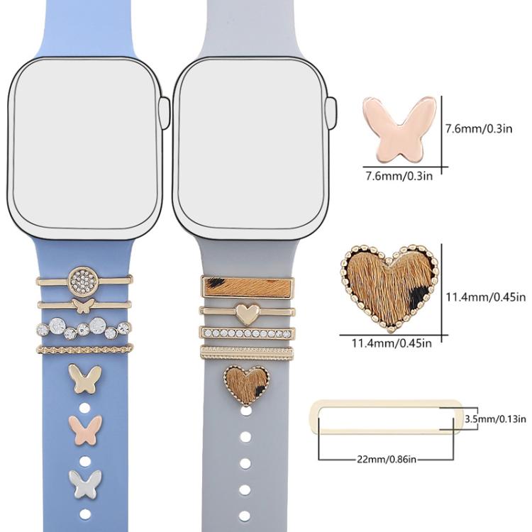22mm Width Smart Watch Silicone Band Decorative Ring Metal Accessories, Style: Dog Paw Silver - free shipping - PMc TechLife - Order now!