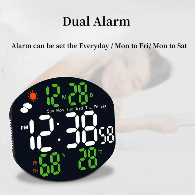 Digital Wall Clock Weather Station Forecast TEMP Humidity 2 Alarm Table Clock With Remote Control(Green+White) - Wall Clock by PMc TechLife | Online Shopping South Africa | PMc TechLife | Buy Now Pay Later Mobicred