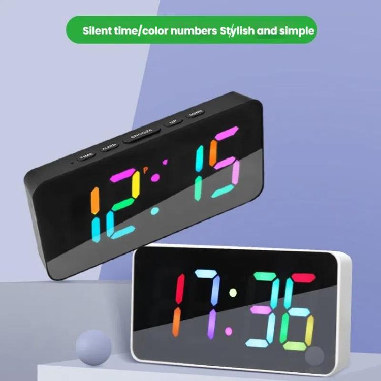 11 Colors Dynamic RGB Digital Alarm Clock 12/24H 6 Levels Brightness 2 Alarms Table Clock(White Shell) - Alarm Clocks by PMc TechLife | Online Shopping South Africa | PMc TechLife | Buy Now Pay Later Mobicred