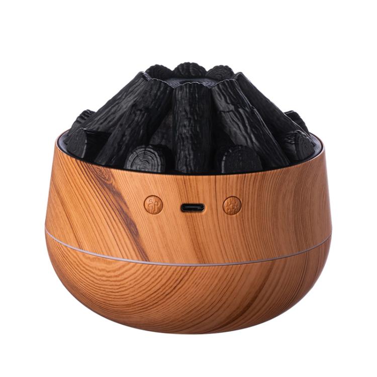 Simulated Charcoal Fire Ambient Night Light Humidifier USB Large Mist Flame Humidifier(Dark Wood Grain) - free shipping - PMC TechLife - Order now!