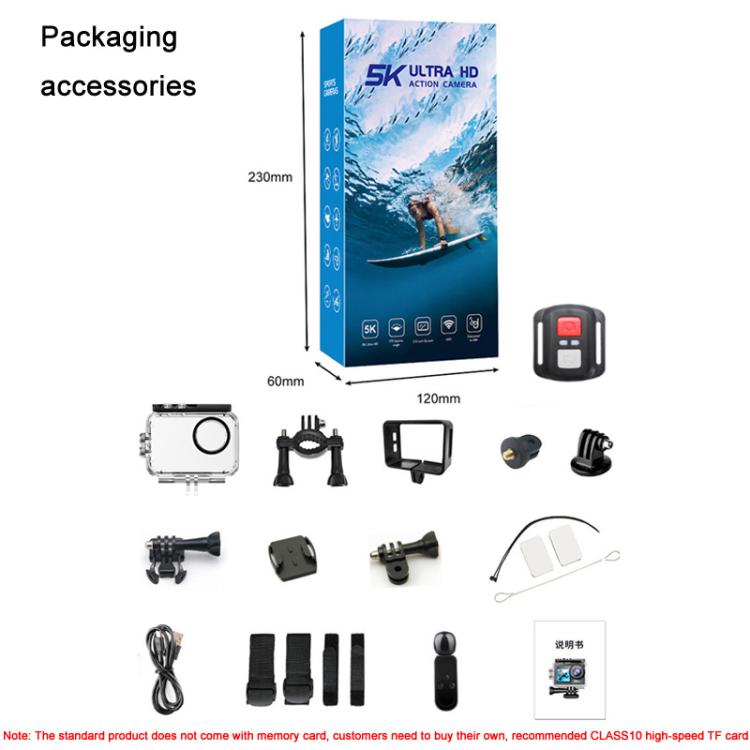 M40TRW With Touch Screen + Remote Control + Microphone 5K Action Camera Anti-Shake Outdoor HD Shooting Cycling Recorder Under Dive Camera - free shipping - PMC TechLife - Order now!
