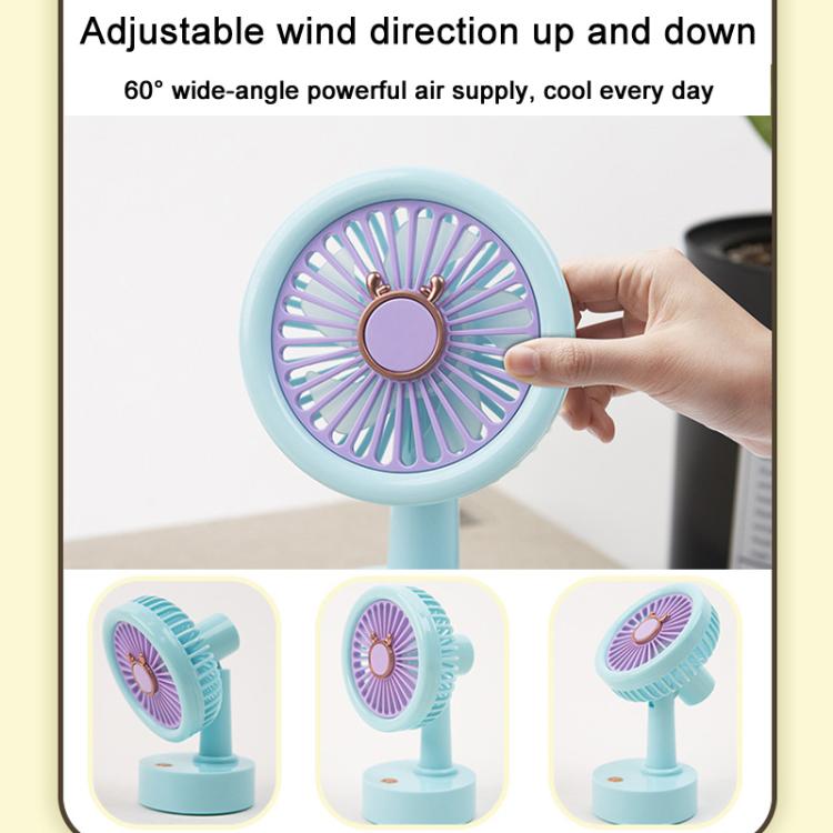 Student USB Small Desktop Fan Replaceable Animal Ears Multi-Speed Lithium Battery Mute Fan, Color: Green Deer - free shipping - PMc TechLife - Order now!