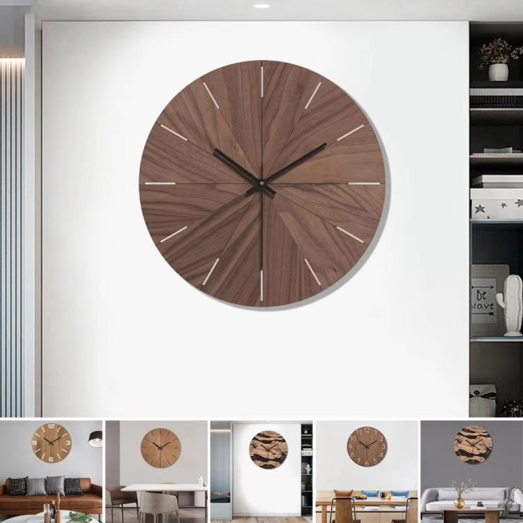 12-inch Imitation Wood Grain Texture Decorative Wall Clock Silent Quartz Clock Holiday Gift HR-CMW20 - free shipping - PMC TechLife - Order now!