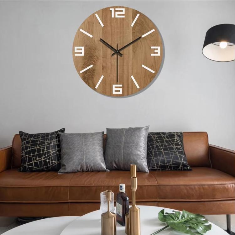 12-inch Imitation Wood Grain Texture Decorative Wall Clock Silent Quartz Clock Holiday Gift HR-CMW16 - free shipping - PMC TechLife - Order now!
