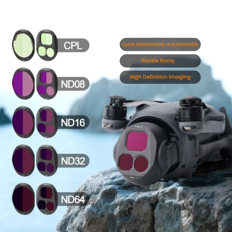 For DJI Mavic 4 Pro RCSTQ Lens Filter, Style: ND8/PL+ND16/PL+ND32/PL - free shipping - PMC TechLife - Order now!