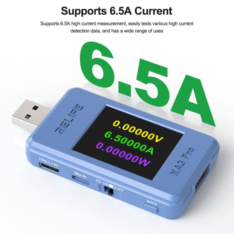 RELIFE XA3 Pro USB / Type-C Smart Detector Fast Charging Protocol Identification Detection - free shipping - PMC TechLife - Order now!