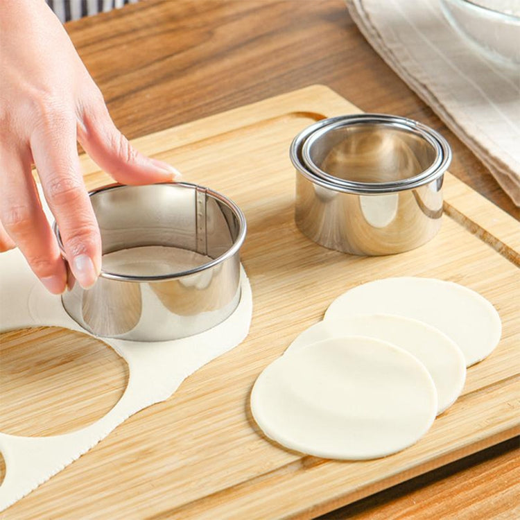 3 PCS Stainless Steel Round Dumplings Wrappers Molds Set Cutter Maker Tools(Circular) - Baking mat & Bakewares by PMC TechLife | Online Shopping South Africa | PMC TechLife
