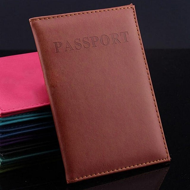 Artificial Leather Travel Passport Cover(yellow brown) - Card & Passport Bags by PMC Jewellery | Online Shopping South Africa | PMC Jewellery