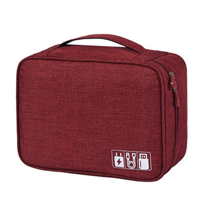 Digital Cable Bag Men Portable Travel Gadgets Pouch Power Cord Charger Headset Organizer(Wine red) - Storage Bags by PMC Jewellery | Online Shopping South Africa | PMC Jewellery | Buy Now Pay Later Mobicred