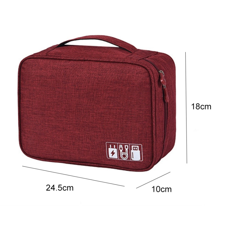 Digital Cable Bag Men Portable Travel Gadgets Pouch Power Cord Charger Headset Organizer(Wine red) - Storage Bags by PMC Jewellery | Online Shopping South Africa | PMC Jewellery | Buy Now Pay Later Mobicred