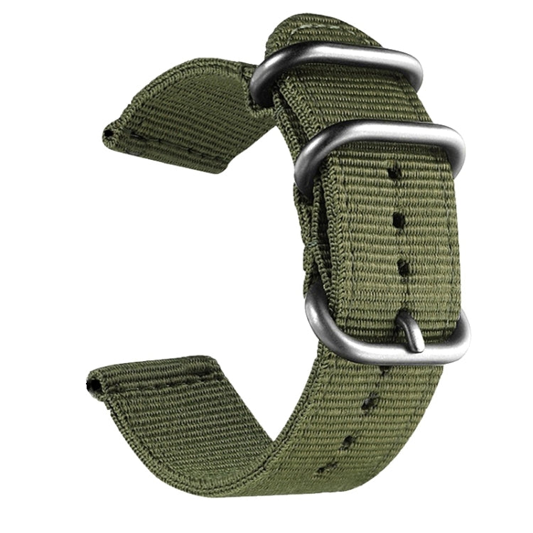 Washable Nylon Canvas Watchband, Band Width:20mm(Army Green with Silver Ring Buckle) - free shipping - PMC TechLife - Order now!