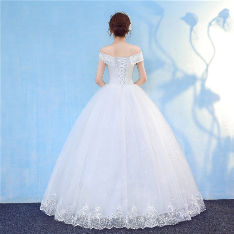 Retro Elegant Off Shoulder LaceThin Court Neat Princess Wedding Dress, Size:XXXL(White) - Wedding Dress by PMC Jewellery | Online Shopping South Africa | PMC Jewellery