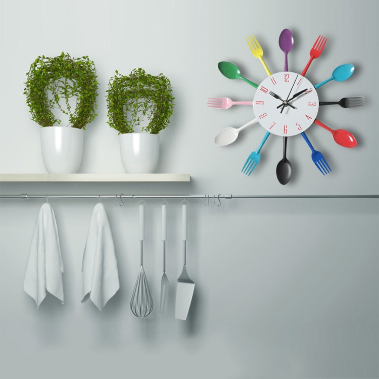 Cutlery Metal Kitchen Wall Clock Spoon Fork Creative Quartz Wall Mounted Clocks Modern Design Decorative Horloge Green - Wall Clock by PMc TechLife | Online Shopping South Africa | PMc TechLife | Buy Now Pay Later Mobicred