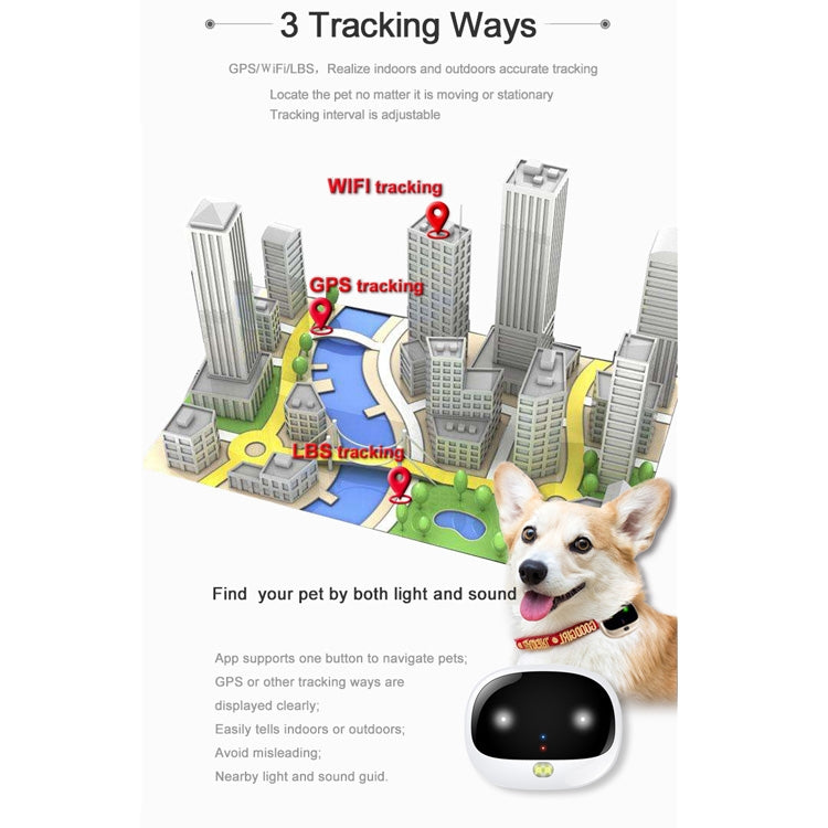 RF-V43 A Style IP67 Waterproof GPS + LBS + WiFi Pet Locator Pet Collar Tracking Device For Asia/Europe/Africa/Australia(Black) - Pet Tracker by PMC Jewellery | Online Shopping South Africa | PMC Jewellery