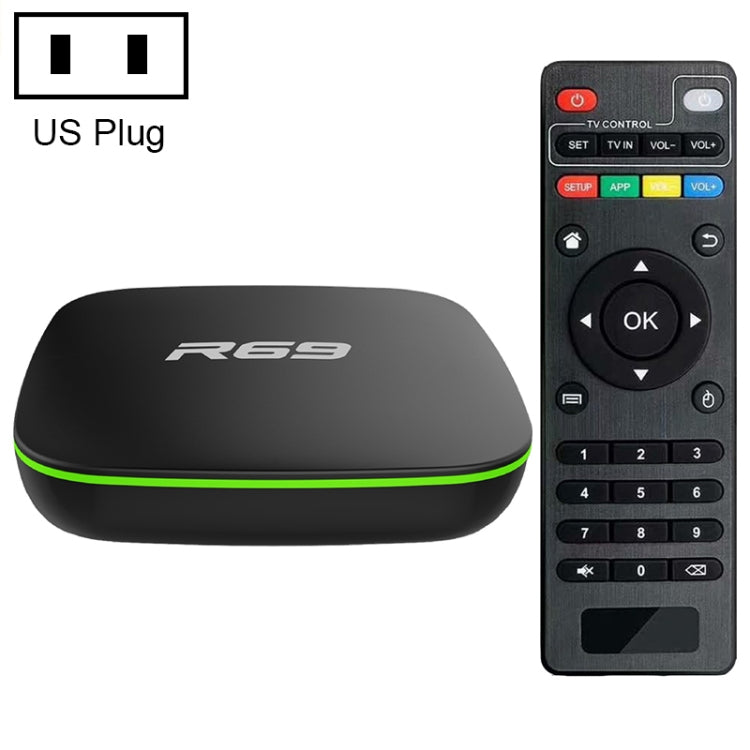 R69 1080P HD Smart TV BOX Android 4.4 Media Player with Remote Control, Quad Core Allwinner H3, RAM: 1GB, ROM: 8GB, 2.4G WiFi, LAN, US Plug - Allwinner H3 by PMC Jewellery | Online Shopping South Africa | PMC Jewellery | Buy Now Pay Later Mobicred